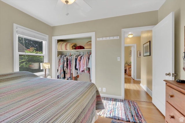 155 W 500 N, Logan, UT 84321 - bedroom featuring light wood-type flooring, a closet, and ceiling fan