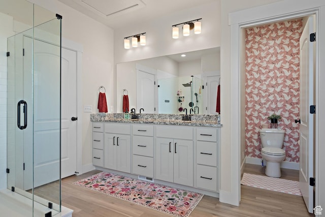 3056 E 80 S, Spanish Fork, UT 84660 - bathroom with wood finished floors, double vanity, and a shower stall