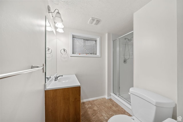 5608 S 700 W, Murray, UT 84123 - full bath with vanity, a stall shower, a textured ceiling, and tile patterned flooring