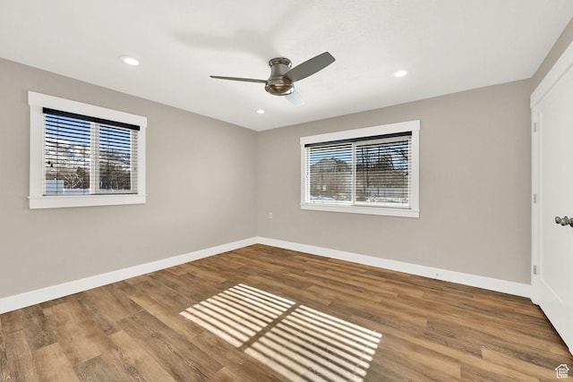 648 W Porter Ln, Centerville, UT 84014 - spare room with plenty of natural light, ceiling fan, wood finished floors, and recessed lighting