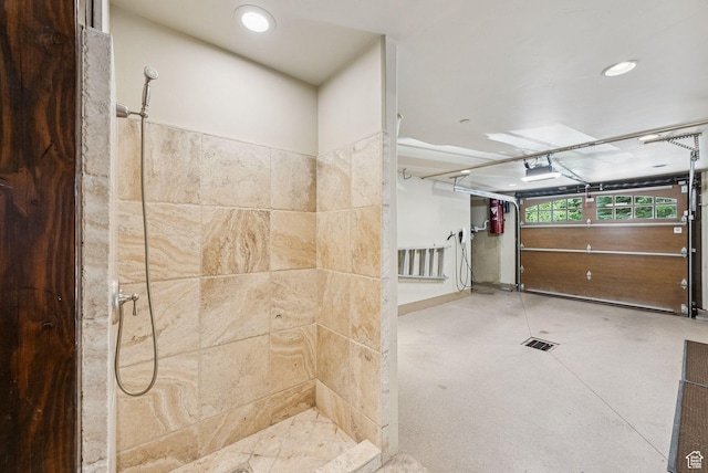 10399 Summit View Dr N, Park City, UT 84060 - full bath featuring tiled shower, recessed lighting, and finished concrete floors
