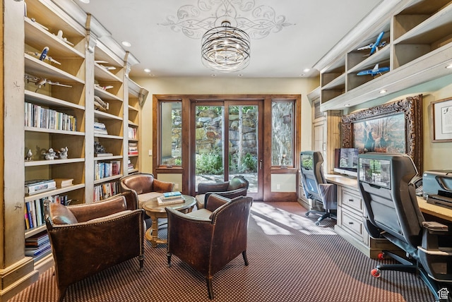 10399 Summit View Dr N, Park City, UT 84060 - carpeted home office with recessed lighting