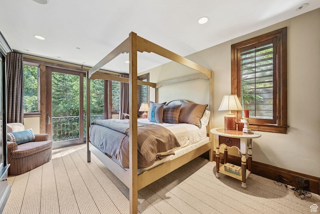 10399 Summit View Dr N, Park City, UT 84060 - bedroom with access to outside, recessed lighting, and light wood-style flooring