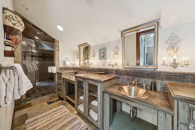 10399 Summit View Dr N, Park City, UT 84060 - full bathroom featuring a shower stall and tile walls