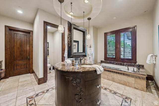10399 Summit View Dr N, Park City, UT 84060 - bathroom featuring vanity, a bath, and recessed lighting