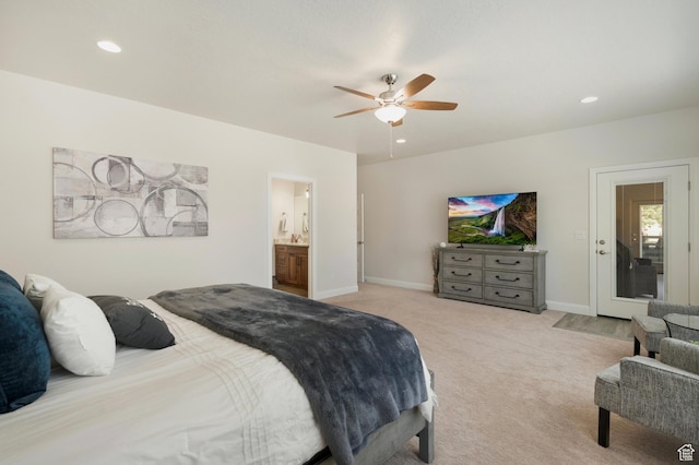 5336 W 3180 S, Hurricane, UT 84737 - bedroom with light colored carpet, a ceiling fan, and recessed lighting