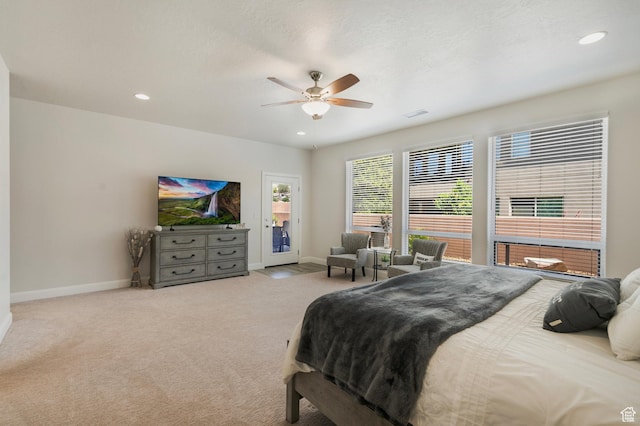 5336 W 3180 S, Hurricane, UT 84737 - carpeted bedroom featuring access to outside, ceiling fan, and recessed lighting