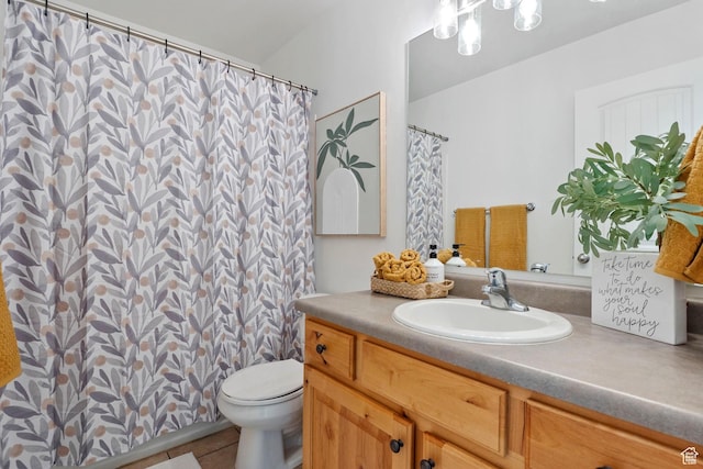 1674 E Ridgefield Rd, Spanish Fork, UT 84660 - bathroom with vanity, tile patterned flooring, and a shower with curtain
