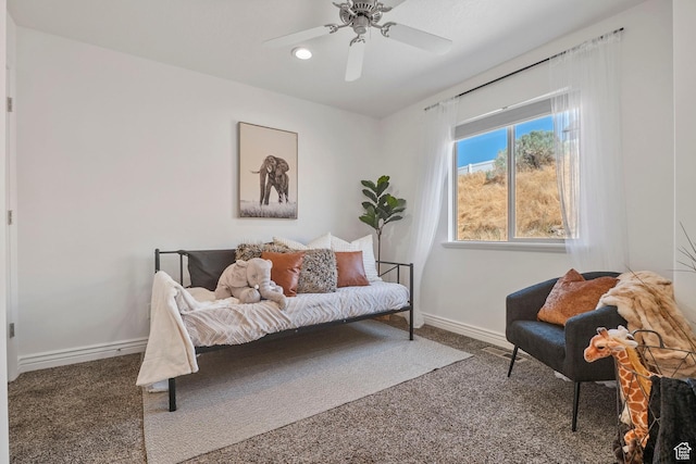 1674 E Ridgefield Rd, Spanish Fork, UT 84660 - carpeted bedroom with baseboards and ceiling fan