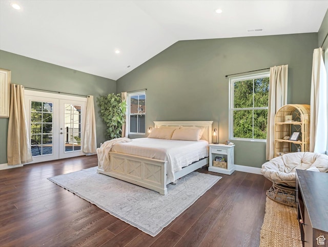 355 S 200 E, Bountiful, UT 84010 - bedroom with french doors, access to outside, vaulted ceiling, dark wood-type flooring, and recessed lighting
