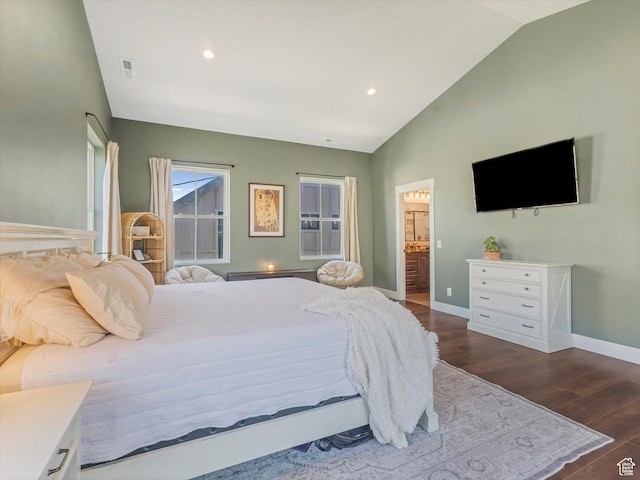 355 S 200 E, Bountiful, UT 84010 - bedroom with vaulted ceiling, dark wood finished floors, recessed lighting, and connected bathroom