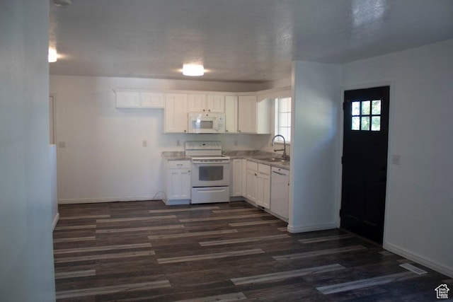 41 W 770 N, Santaquin, UT 84655 - kitchen featuring white appliances, white cabinetry, dark wood-style floors, and light countertops