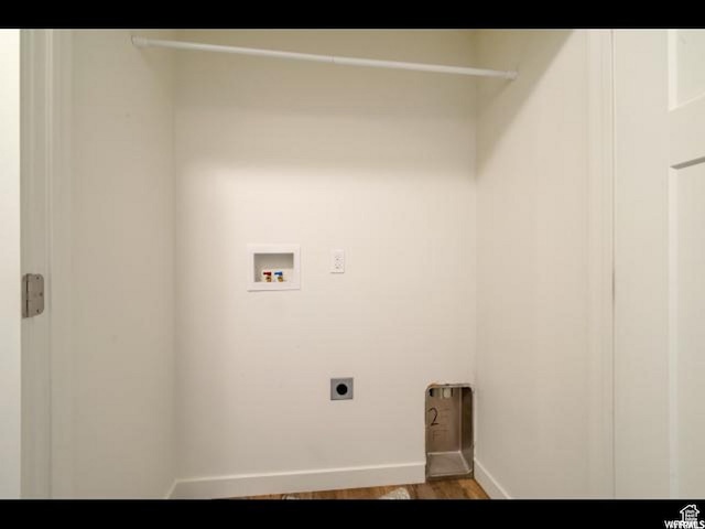 96 E 670 N, Vineyard, UT 84059 - washroom featuring electric dryer hookup, washer hookup, and wood finished floors