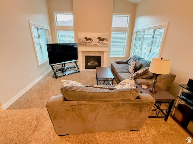 1768 W 300 S Unit D, Springville, UT 84664 - carpeted living room with healthy amount of natural light and a fireplace