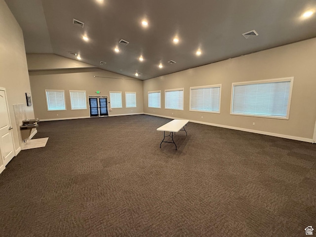 1768 W 300 S Unit D, Springville, UT 84664 - spare room with dark colored carpet, vaulted ceiling, and recessed lighting