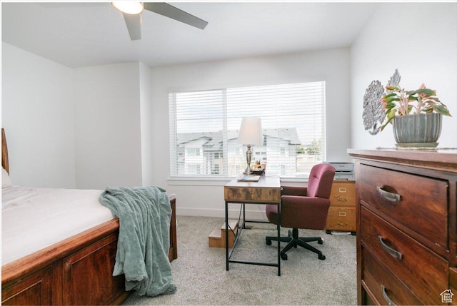 415 W 15 S, Providence, UT 84332 - bedroom featuring light carpet, multiple windows, an office area, and a ceiling fan