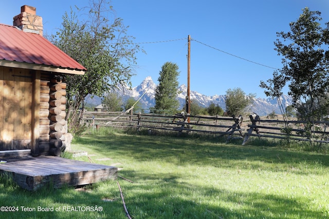 view of yard featuring a mountain view and a rural view