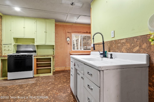 kitchen featuring custom range hood and white range