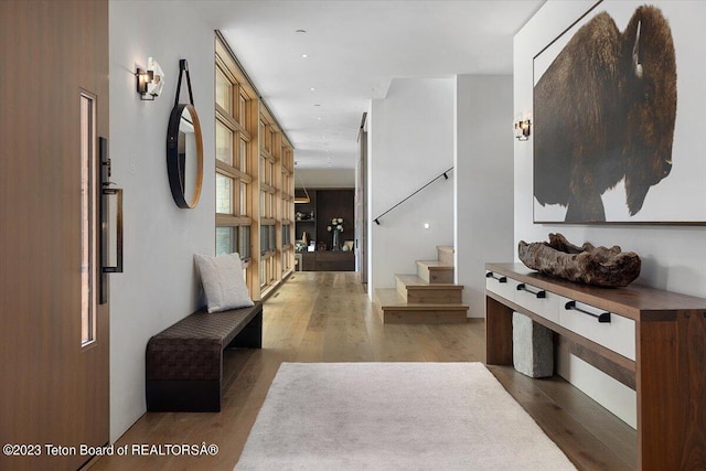 entrance foyer with dark hardwood / wood-style flooring