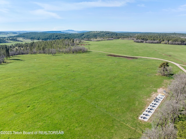 aerial view featuring a rural view