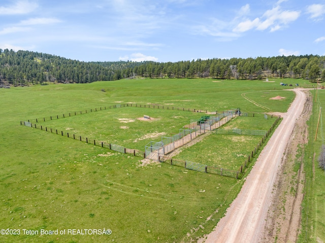 bird's eye view with a rural view