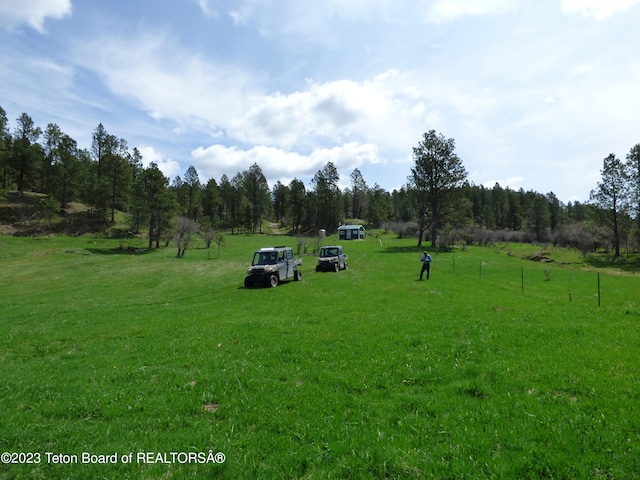 view of yard with a rural view