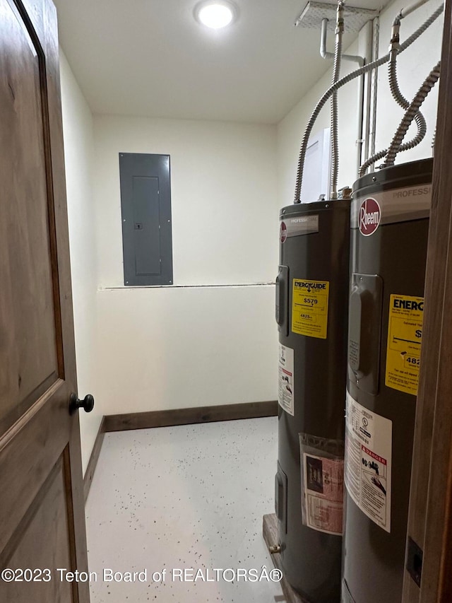 utility room featuring water heater