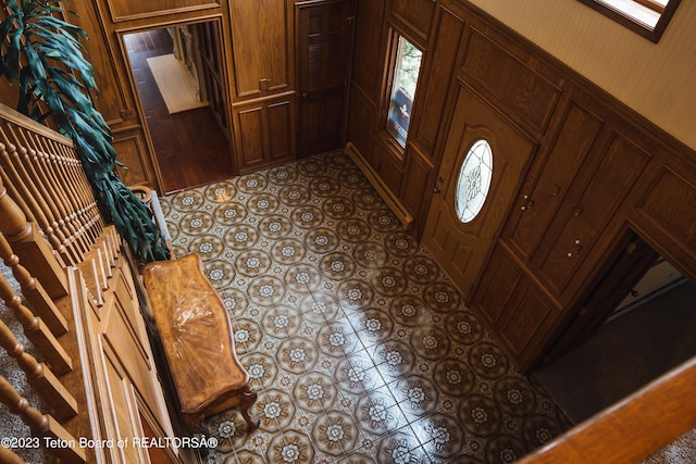 entrance foyer with light tile floors