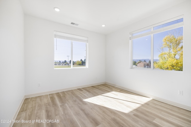 unfurnished room with light hardwood / wood-style floors and a healthy amount of sunlight