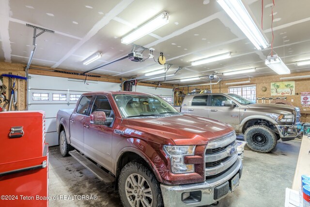 garage with a garage door opener