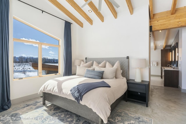3139 Slinger Ct, Driggs, ID 83422 - bedroom featuring a sink, baseboards, and finished concrete floors