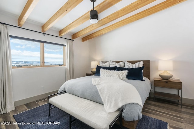 3139 Slinger Ct, Driggs, ID 83422 - bedroom featuring beam ceiling and wood finished floors