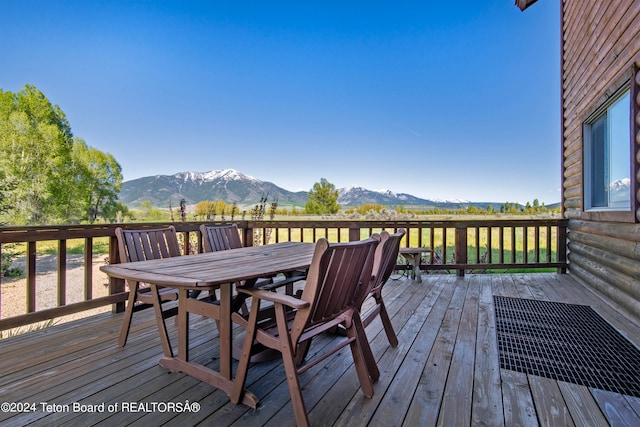 deck featuring a mountain view