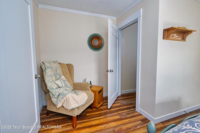 4193 Old Irwin Rd, Irwin, ID 83428 - living area featuring ornamental molding and wood finished floors