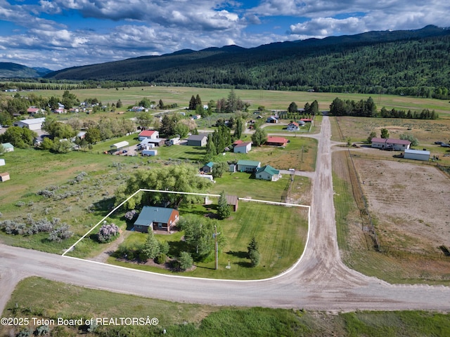 4193 Old Irwin Rd, Irwin, ID 83428 - overview of rural landscape featuring a mountain backdrop and property parcel outlined