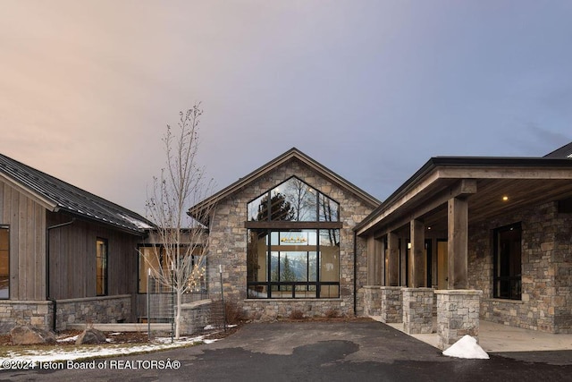 view of front of property with stone siding