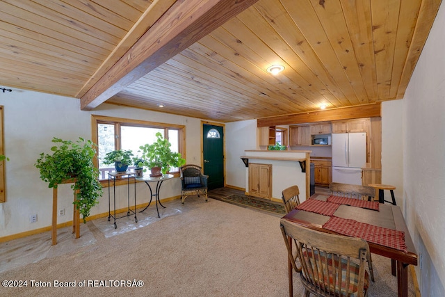 interior space featuring wood ceiling