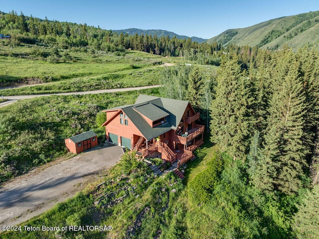 bird's eye view featuring a mountain view