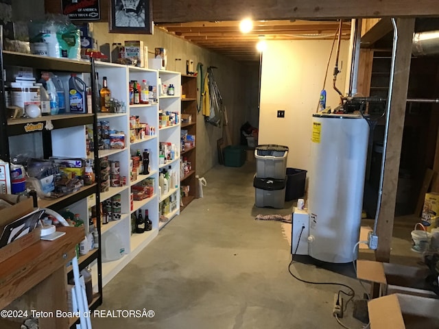 basement featuring water heater