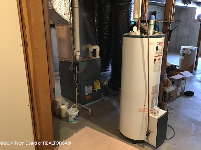 utilities featuring heating unit and gas water heater