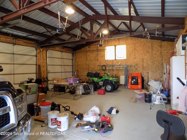 garage with a garage door opener