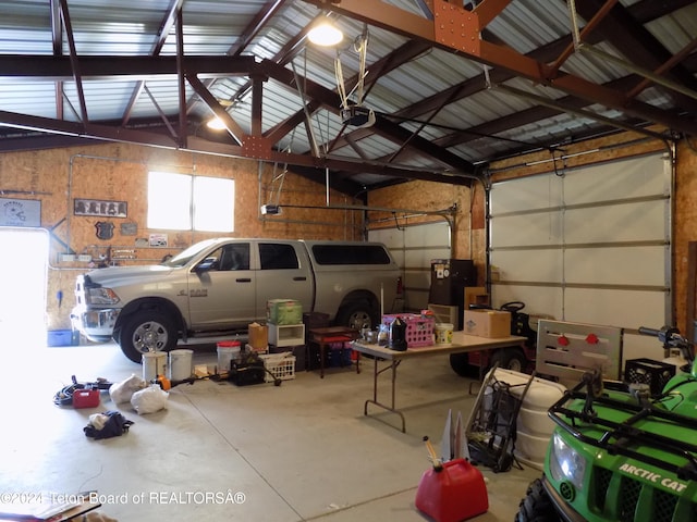 garage with a garage door opener