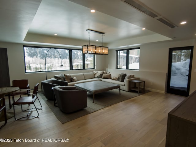 living room with light wood-type flooring