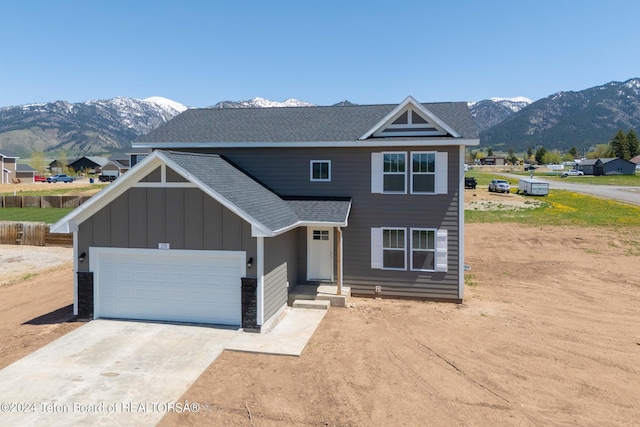 view of front of house with a mountain view