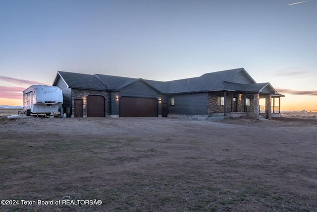 view of front of property with a garage