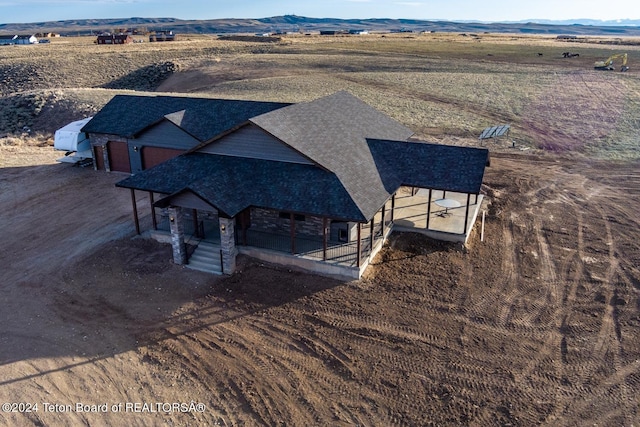 aerial view with a rural view and a mountain view