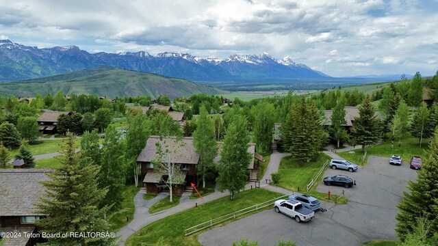 bird's eye view featuring a mountain view