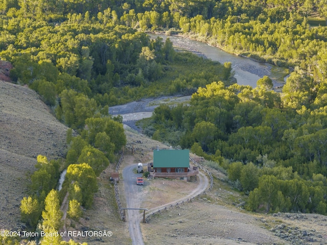 581 E Fork Rd, Dubois, WY 82513 - aerial overview of property's location with a heavily wooded area