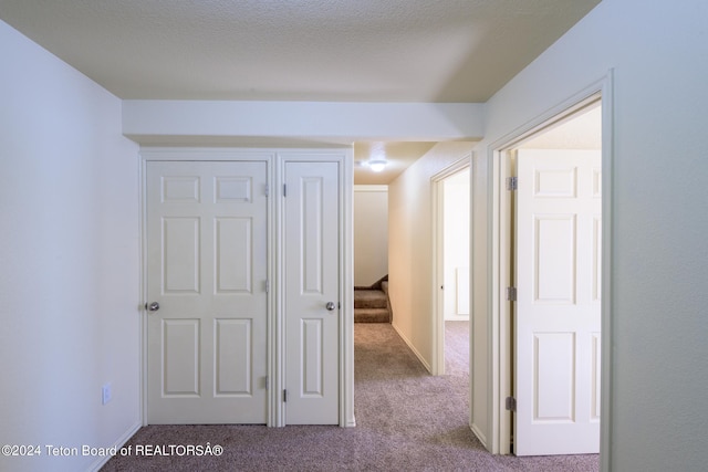 hallway featuring carpet flooring