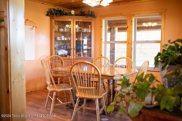 dining space featuring hardwood / wood-style flooring